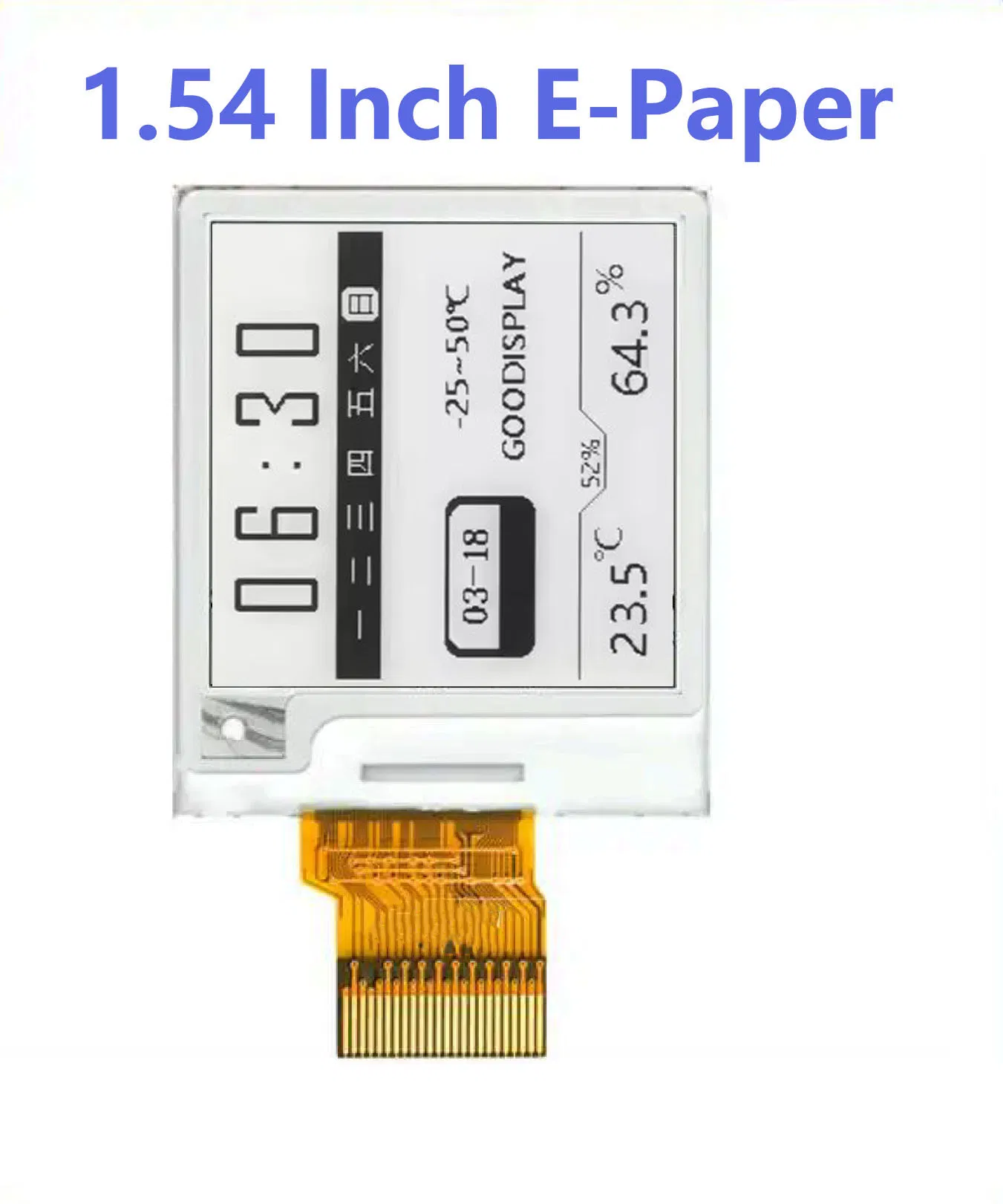 Customized 1.54 Inch Epaper with Black and White Color 200*200 Resolution Risk Control for Eyes and Lower Power Consumption Spi Interface Display OEM ODM