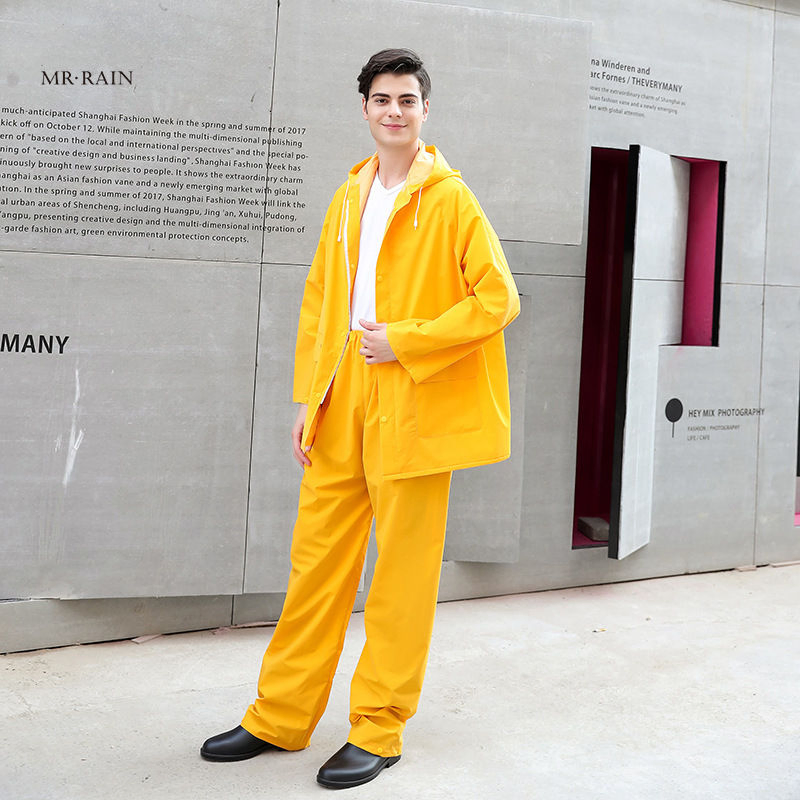 Rain Coat Heat -Seal Rubber Polyester Material Adult Rain Set Rain Jackets