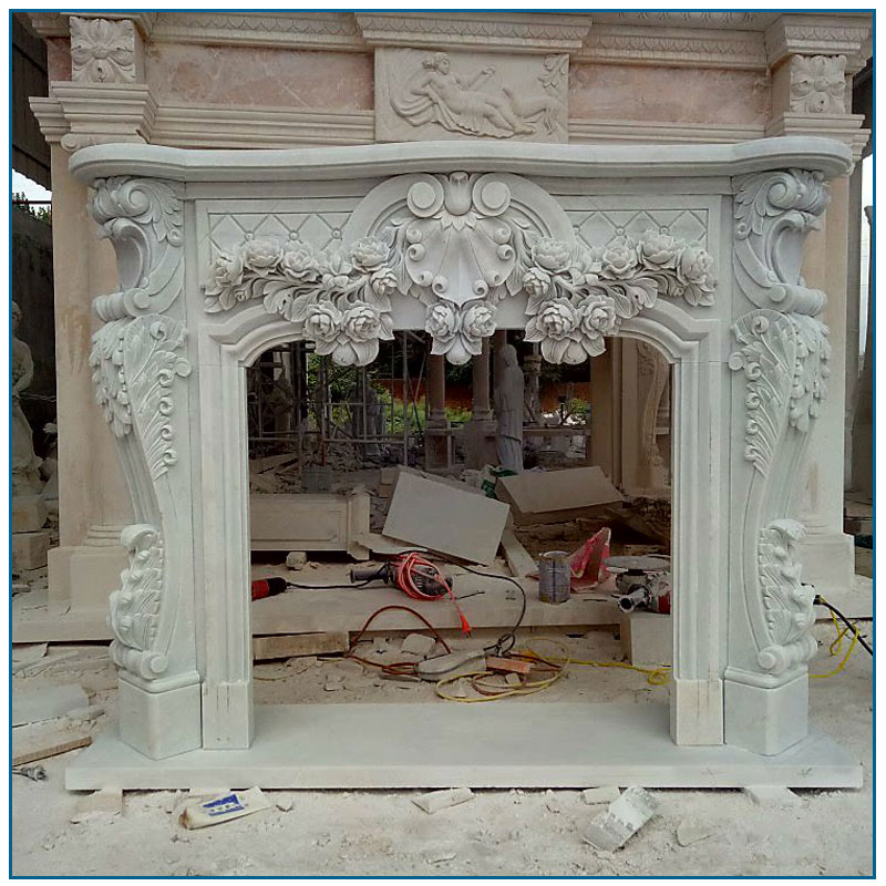 Travertine Stone Carving Granite Marble Fireplaces for Sale