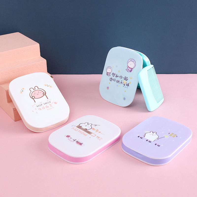 Wholesale Creative Cartoon Cute Super Cute Mirror Comb All-in-One Mini Portable Airbag Comb Hand Mirror