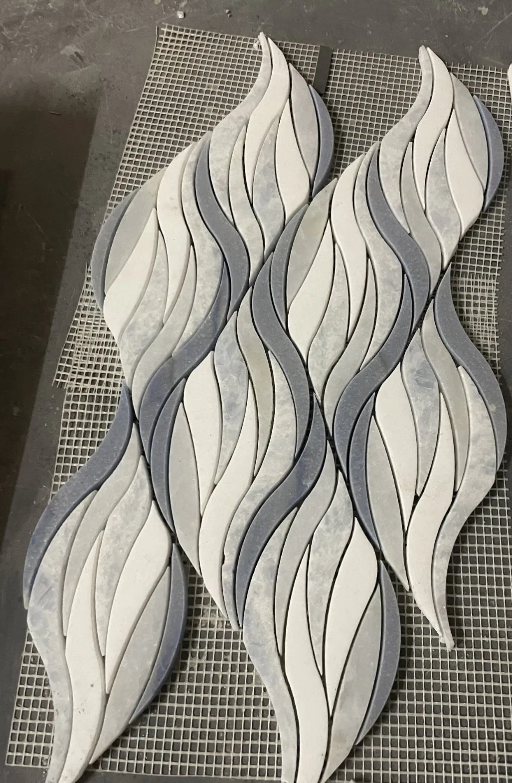 Water jet polished grey/blue/White Marble Mosaic for interior/Indoor hotel/bar/bathroom/kitchen Floor/Wall/Ceiling