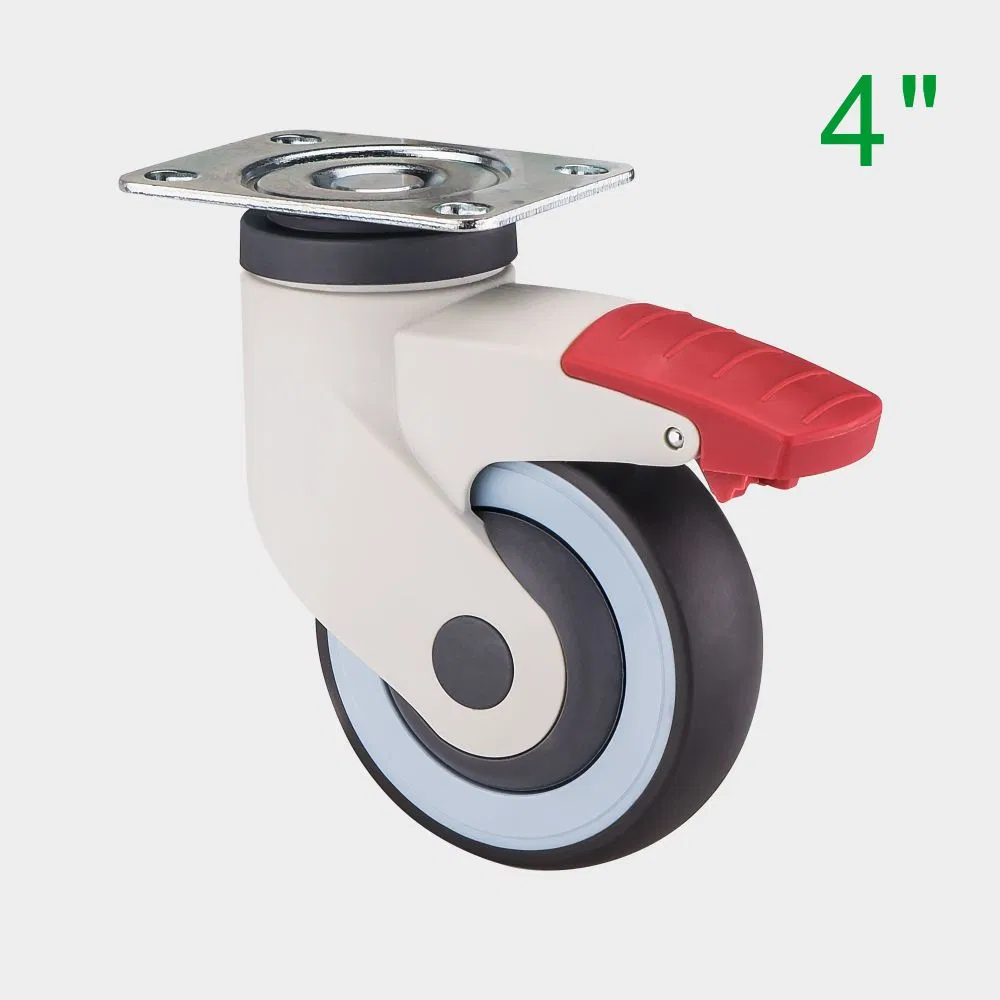 4 Inch Red TPR Medical Swivel Caster Wheel, Suitable for Hospital Beds