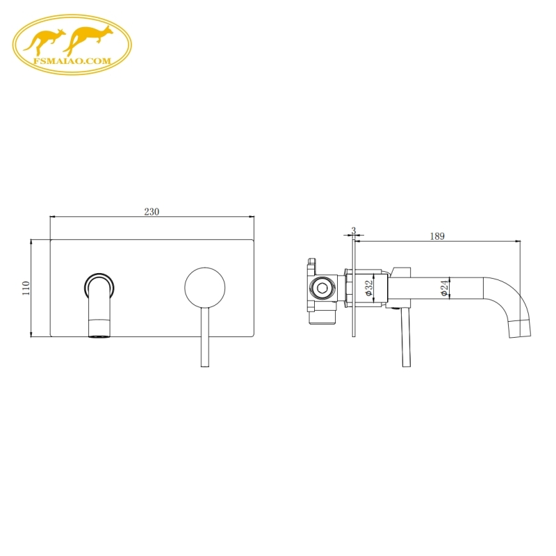 Gun Metal Finish Backplate Included Water-Saving Double-Hole Design Bath Wall Mixer