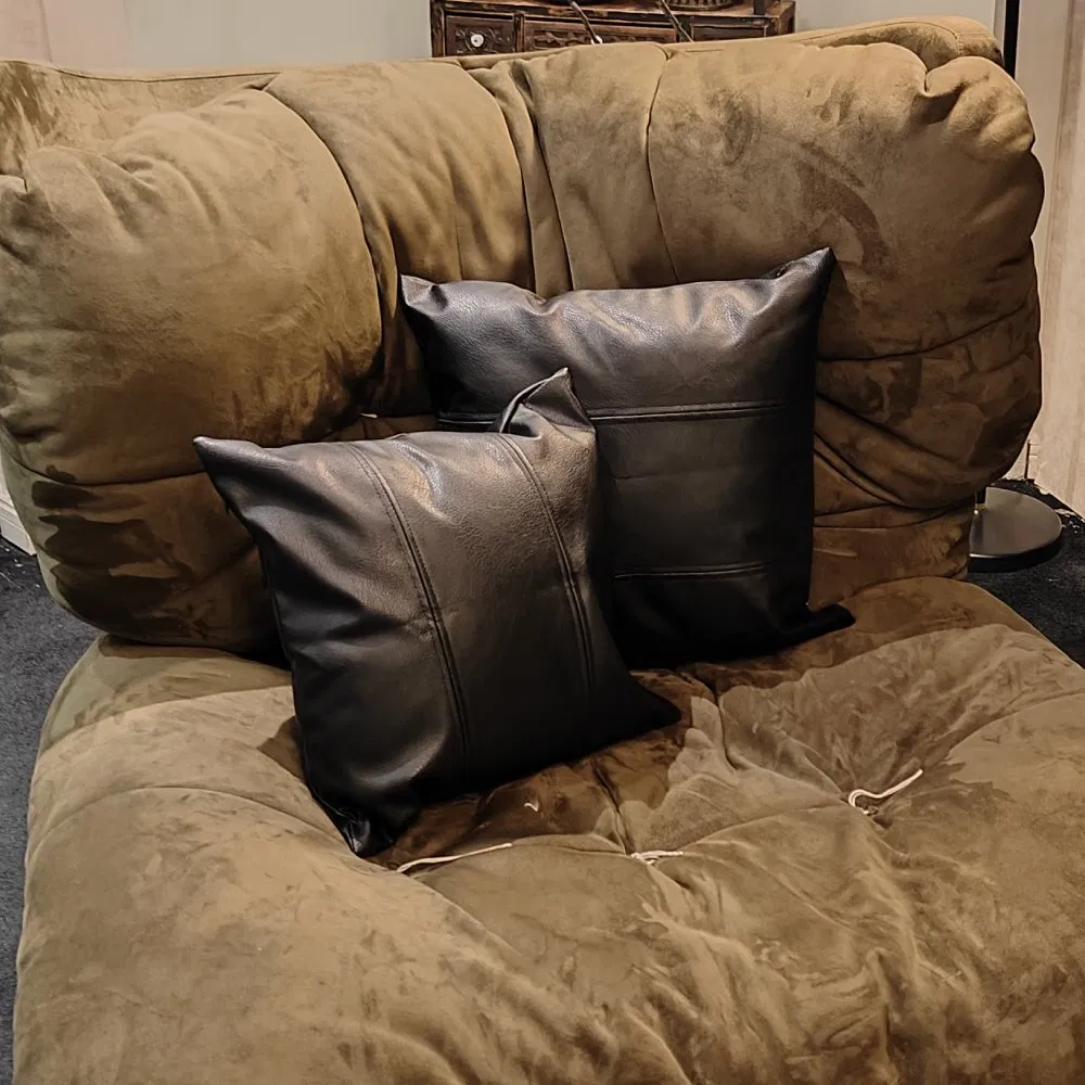 18inch Sofa Pillow Case, Universal Faux Leather Milan Throw Pillowcover for Home Decoration