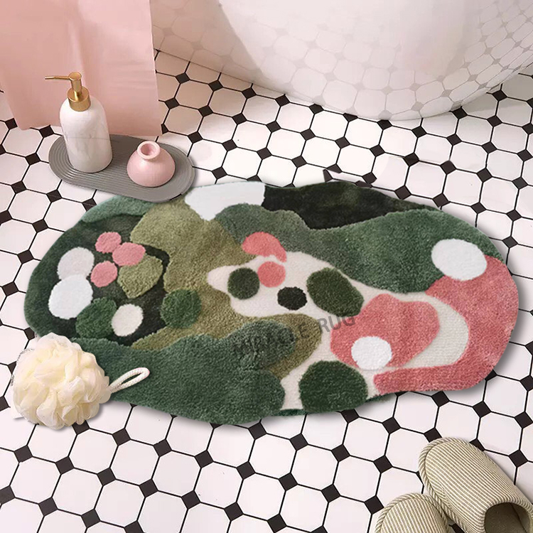 Washable Entryway Simple Home Bathroom Rug Design Shaggy Bath Mat Semi Circle Bathroom Quick Drying Protection Hand Tufted Rug