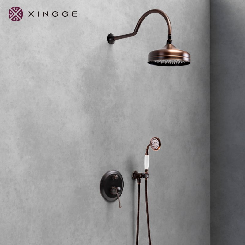 Made of China Accessories Concealed Shower Mixer Temperature Faucet Eulerbird Bronze Color Complete Rainfall System Bathroom Shower Set