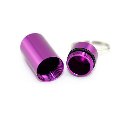 Custom Logo Print Waterproof Mini Aluminium Alloy Capsule Pill Holder Pill Box Pill Container with Keychain