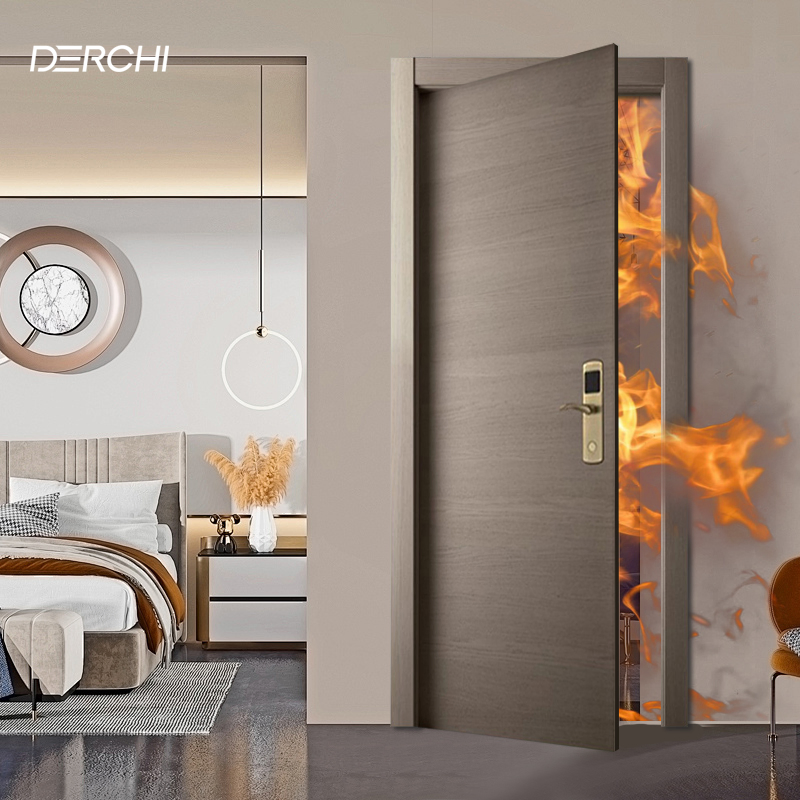 Bedroom Wood Soundproof Fire Interior Exterior Pivot Entry Indoor Fireproof Swing Wooden Door