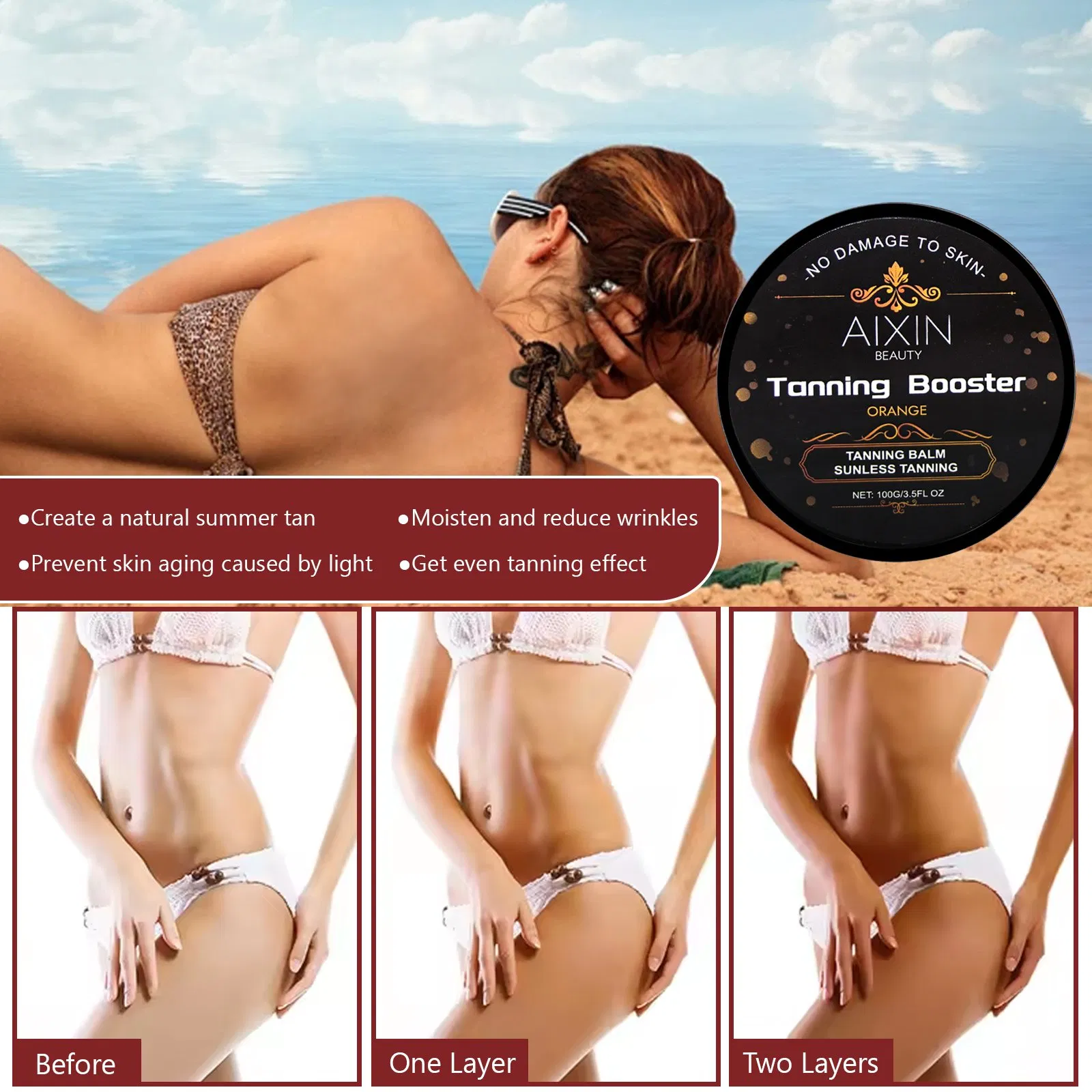 Beauty Cosmetics Skin Care Tan Accelerator Cream Orange Tanning Booster