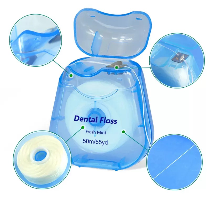 Triangle Shape Nylon Dental Floss Tape Ribbon Floss with Fresh Mint
