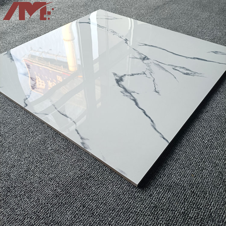 Carrara Design Ceramic Polished White Marble Looking Porcelain Floor Tile Price