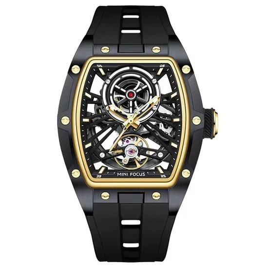 Gift Tonneau-Shaped Men's Automatic Mechanical Watch with Luminous Hands
