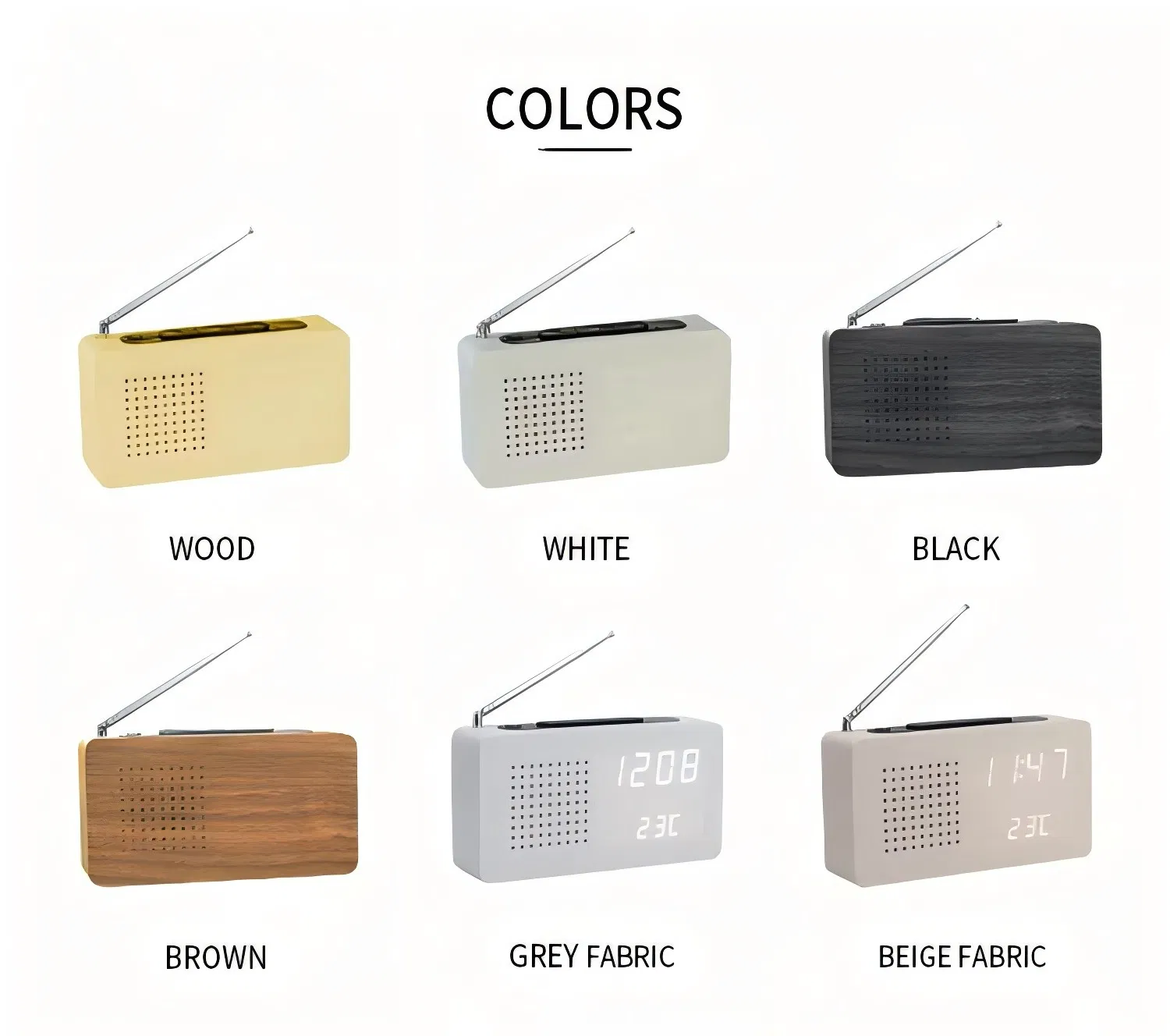 Деревянный LED будильник с FM-радио и Bluetooth