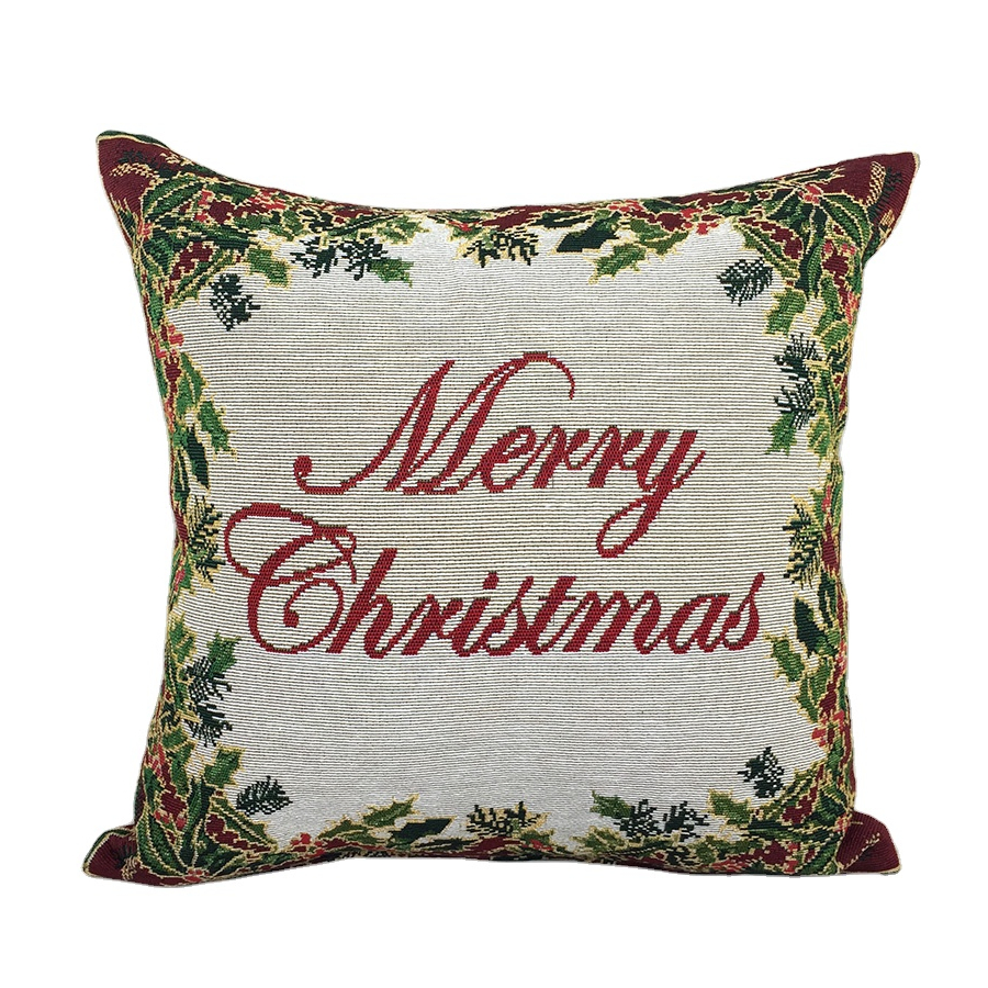 Hot Sale Christmas Cushion Cover Festival Pillow Cases Customized Jacquard Woven Cushion Cover