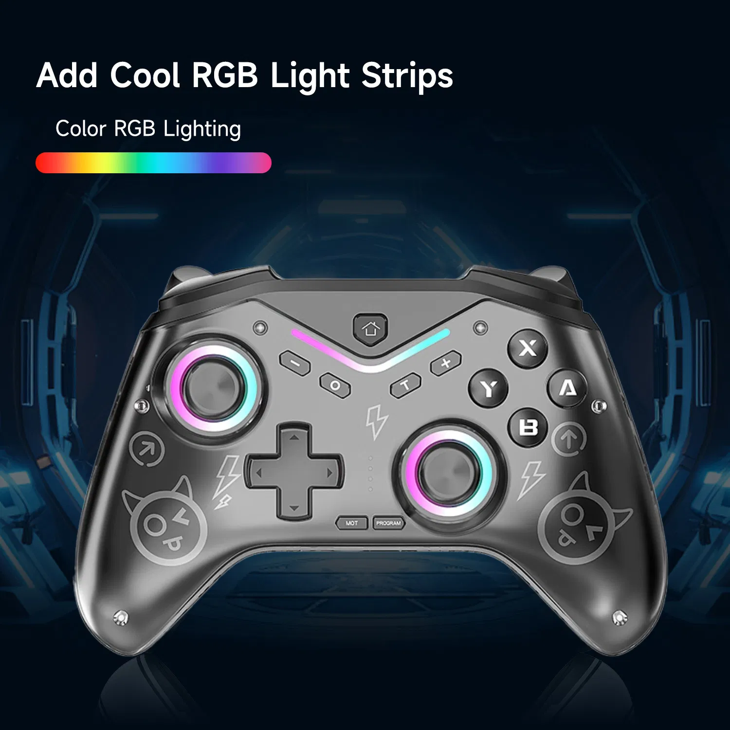 Игровой контроллер с RGB-подсветкой и гироскопом для PC/Android/Switch