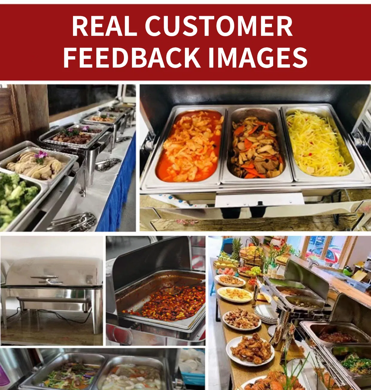 Wholesale Stainless Steel Electric Buffet Stove Food Pans Buffet Equipment