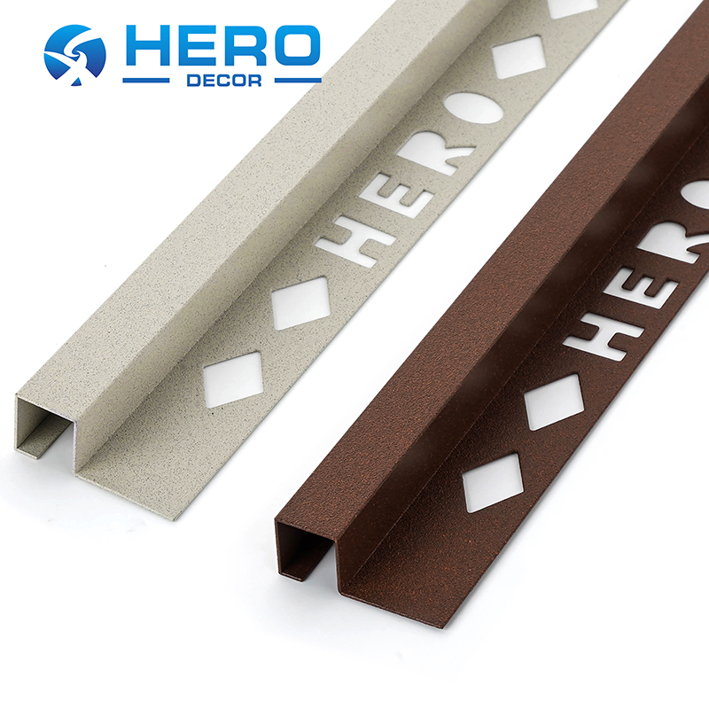 Top Quality Modern Office Transition Strip 2.2m Stone Grain Series Grey White Tile Space Square Shape Corner Edge Trim