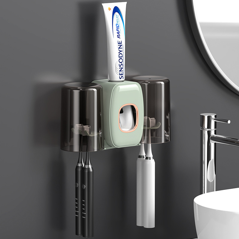 Home Couple Storage Rack Smart Toothbrush Holder with UV Sterilizer and Toothpaste Dispenser