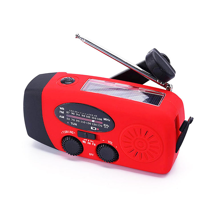 Emergency Survival Hand Crank Solar Panel Portable Am FM Wb Radio 2000mAh Battery