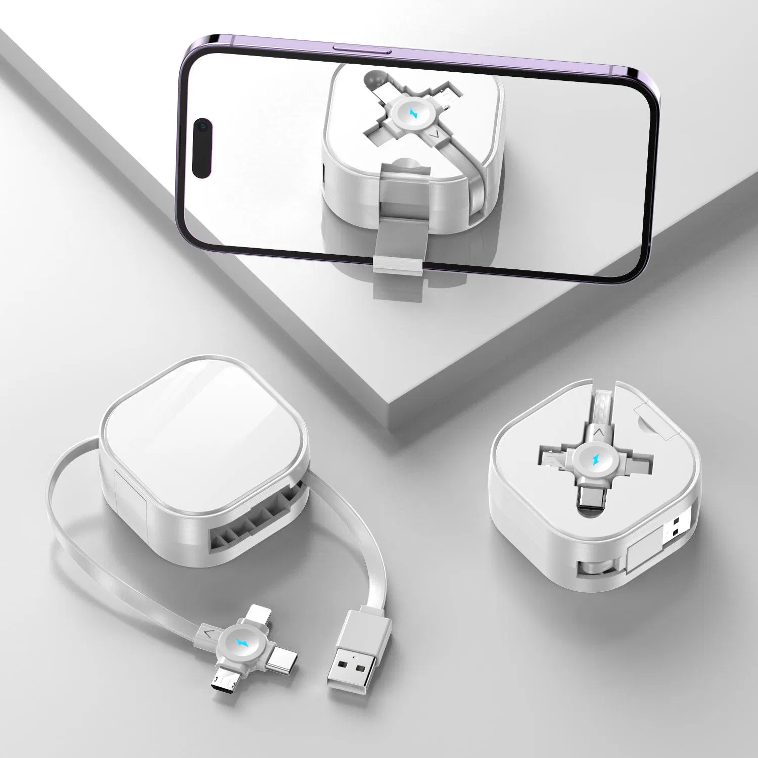 Кабель USB 4 в 1 с держателем телефона и логотипом
