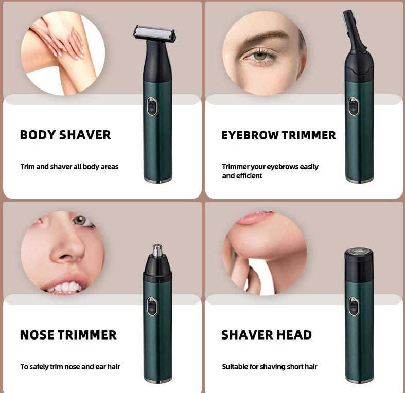 4 in 1 Electric Shaver for Women Ideal for Legs, Bikini Area, and Facial Hair Removal