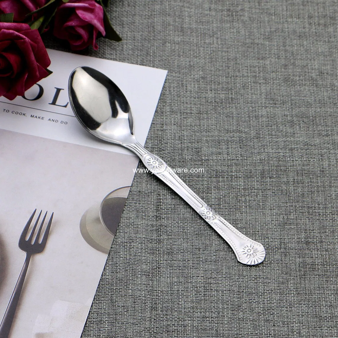 Long Handle Ss430 Machine Polish Flatware Spoon Used in Hotel