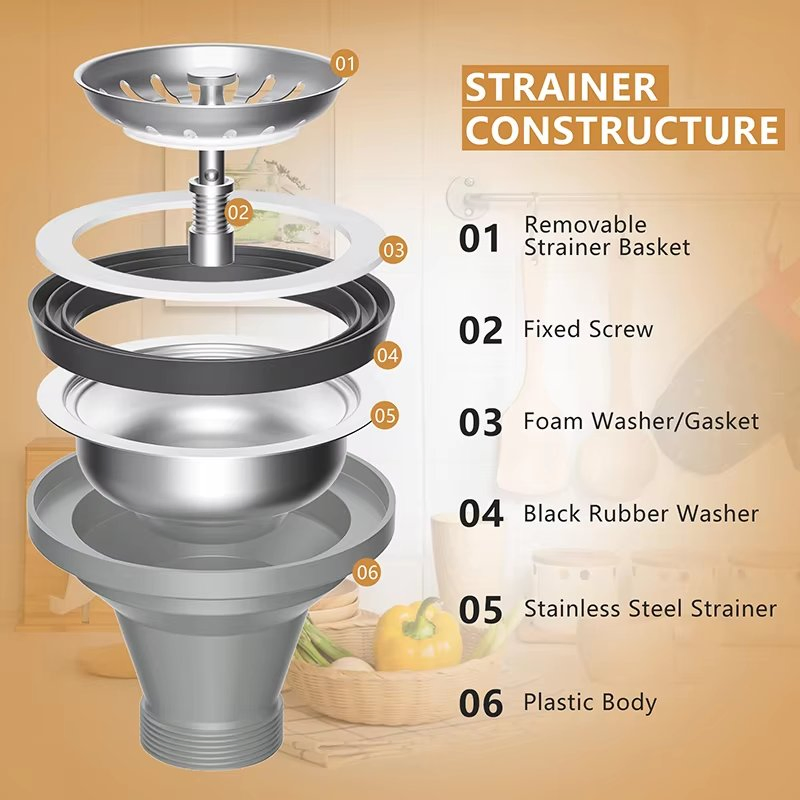 Modern Design American Cup and U-Shaped Tube Combination Kitchen Sink Strainer