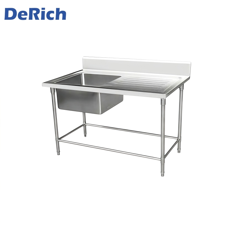 Derich Free Standing Single Bowl Commercial Stainless Steel Kitchen Sink for Restaurant Outdoor Washing Sink