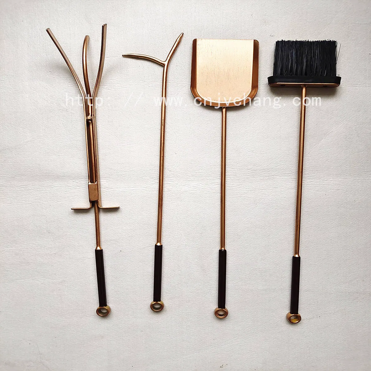 Elegant 5-Piece Brass Plated Fireplace Tool Set for Effortless Assembly
