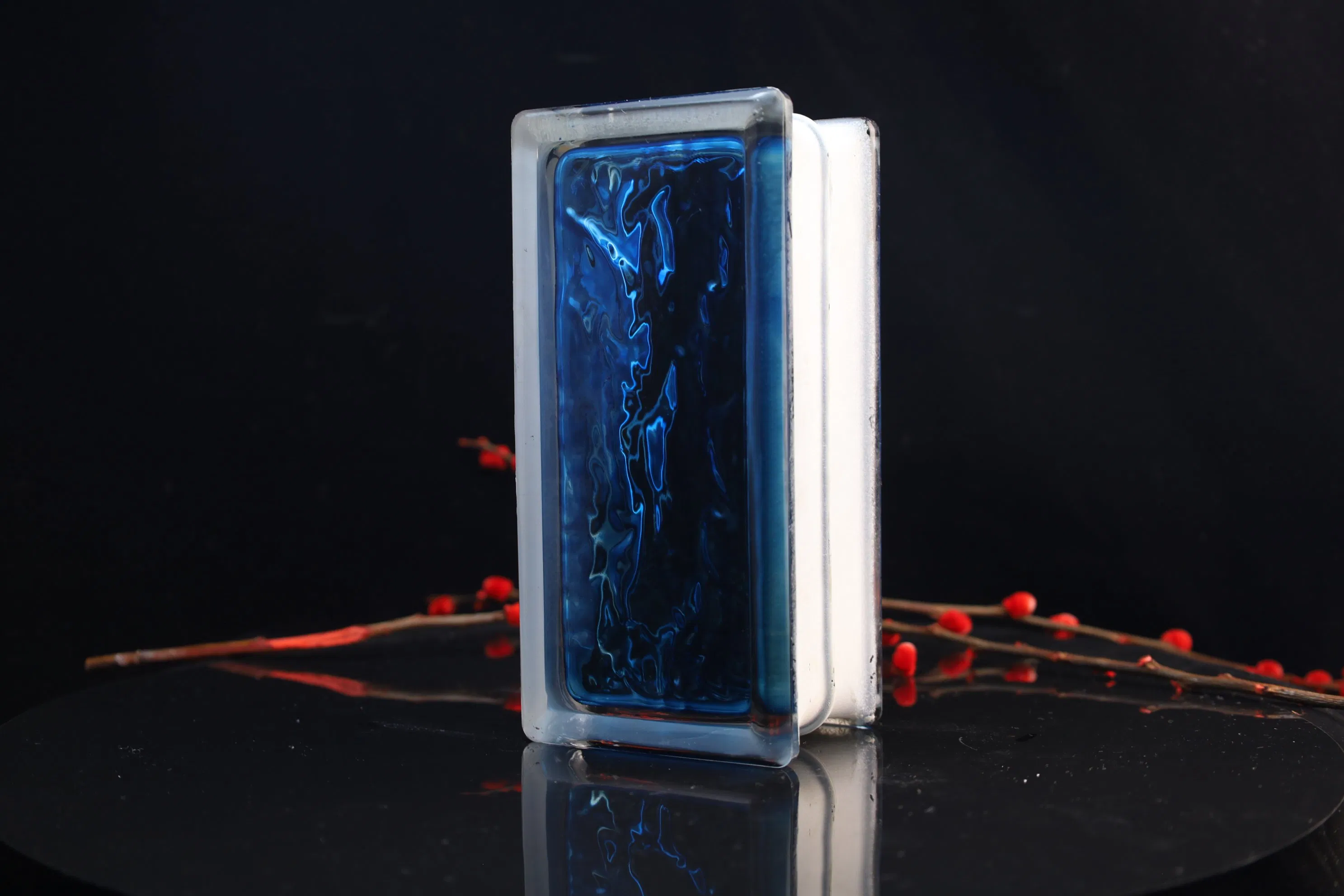 High Quality Jinghua Cloudy Blue Color 190X190X80mm Glass Block/Brick