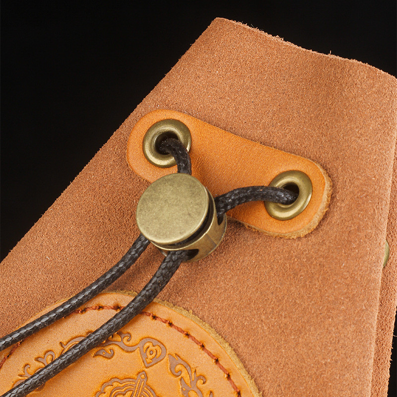 Ea442 High Quality Portable Handmade Tobacco Bag Pouch for Men Custom Drawstring Genuine Smoking Reversed Cowhide Leather Bags