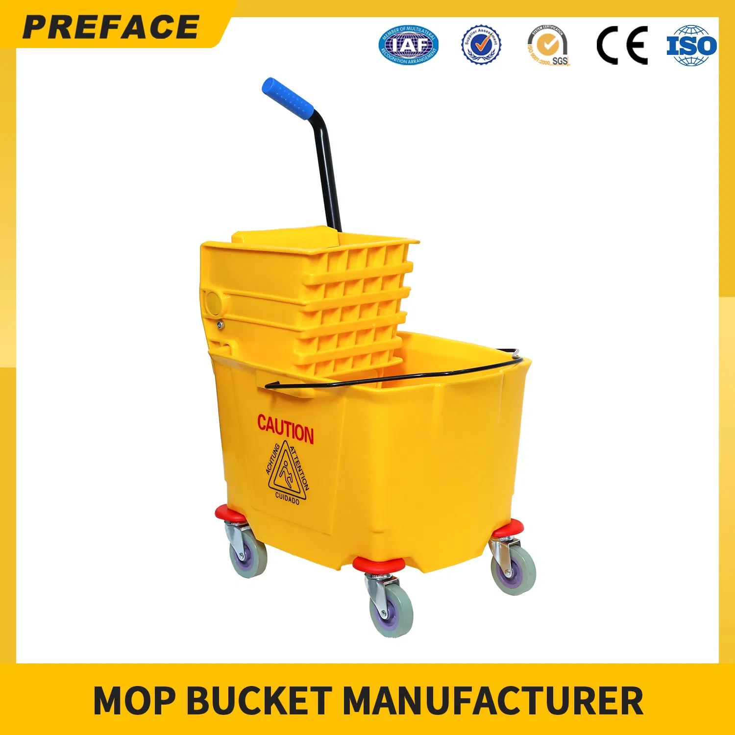 Wholesale Custom Size Round Blue Plastic Spin Flat Floor Cleaning Mop Plastic Bucket Set Supplier with Wringer 360 for Sale