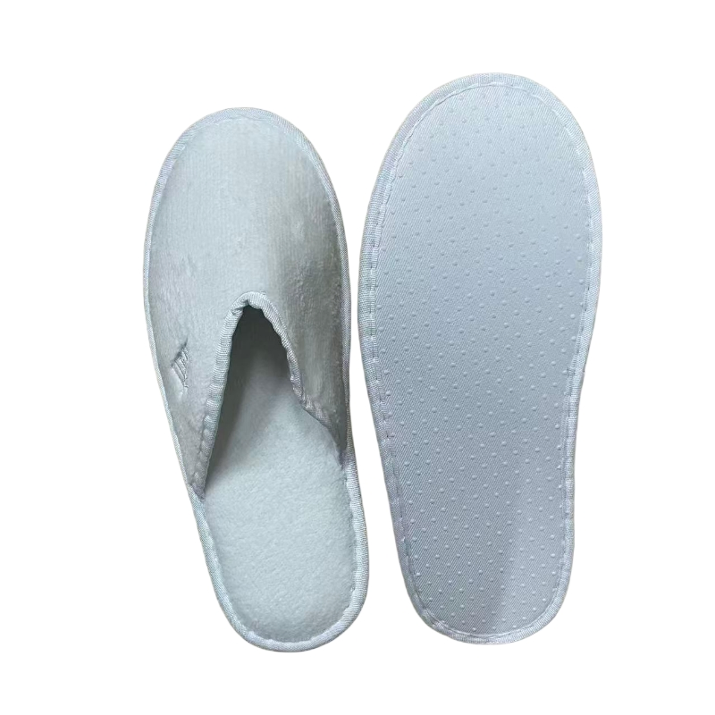 Wholesale Soft Coral Fleece Hotel Slippers with Non-Slip EVA Sole, Custom Embroidery, Durable Footwear for SPA and Resort