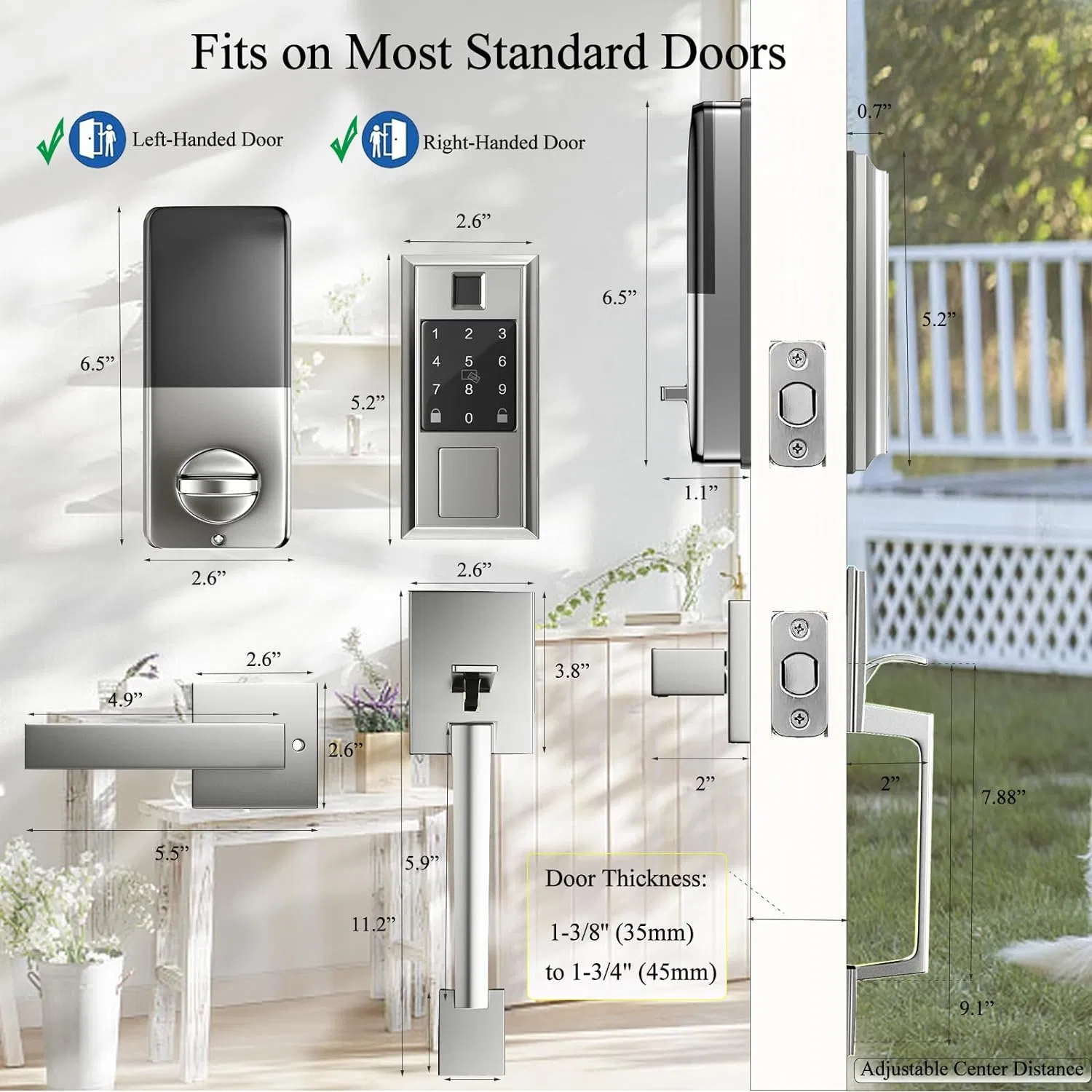 Tuya Bluetooth Password Door Lock Electro Magnetic Fingerprint Door Lock Door Knob with Keypad Keyles