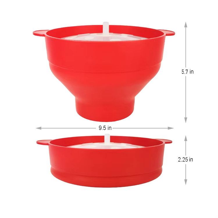 Customizable Logo Printable Collapsible Silicone Microwave Popcorn Maker with Lid and Handle Sustainable Popcorn Bucket Bowl