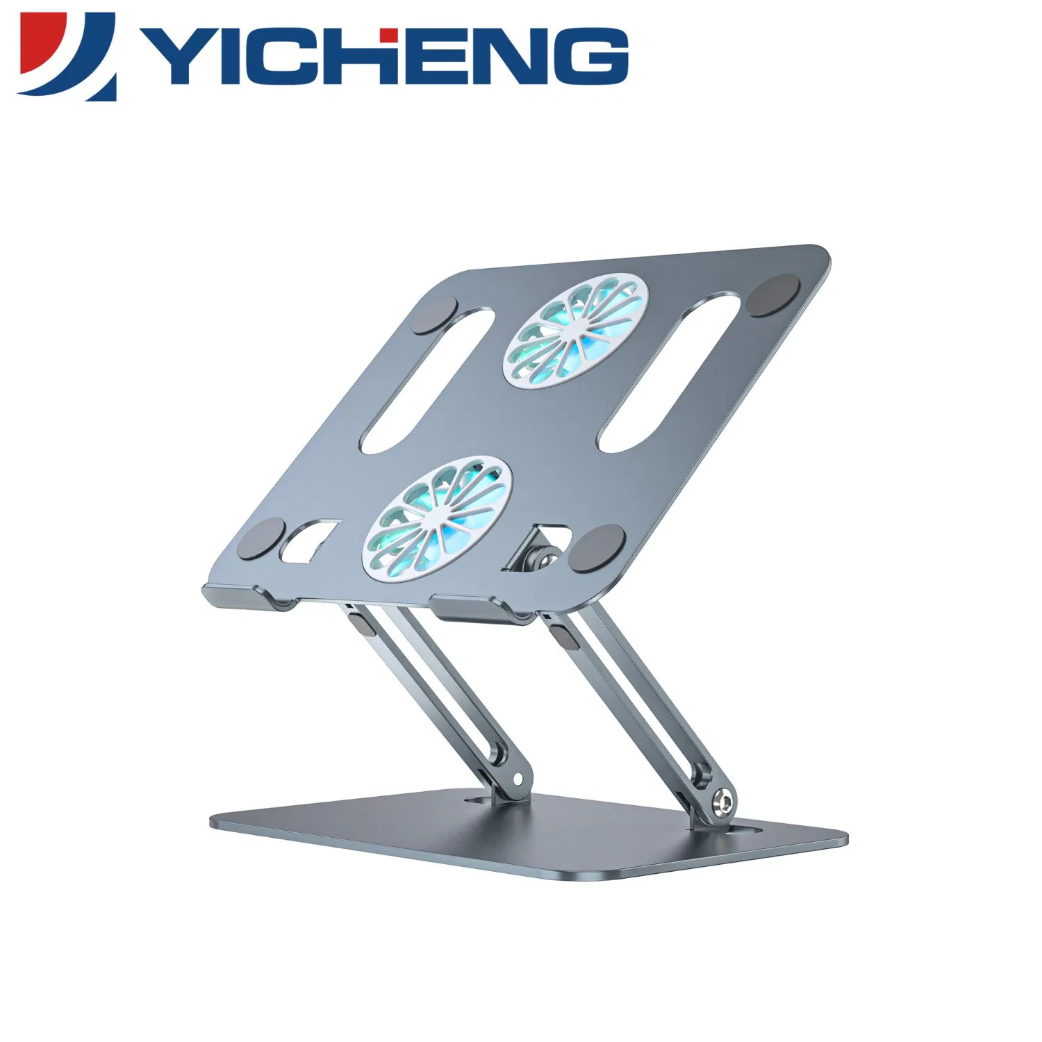 Foldable Laptop Tablet Stand Holder Carbon Steel with Fan Cooling, Space-Saving Design for Home Office Computer Stand