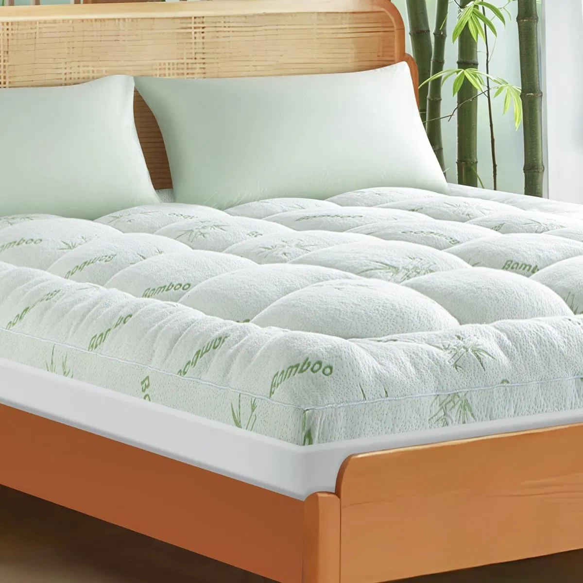 Cooling Bamboo Queen Mattress Topper Soft Mattress Topper for Back Pain
