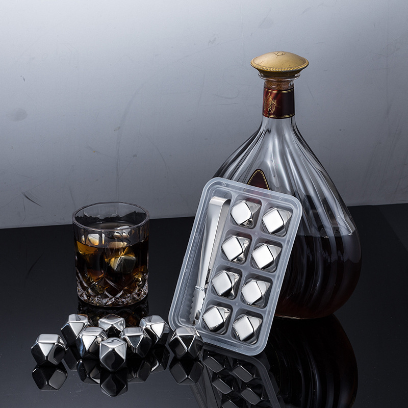 304 Stainless Steel Diamond-Shaped Chilling Ice Cubes Iced Creative Whiskey Ice Stone for Famous Grouse Fettercairn Few Fifty First