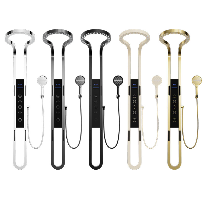 Contemporary Matte Black Shelf Digital Temperature Shower Set