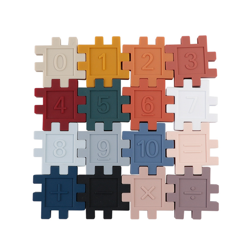Custom Colorful Stacking Toy Silicone Early Education Building Blocks Construction Math Toys