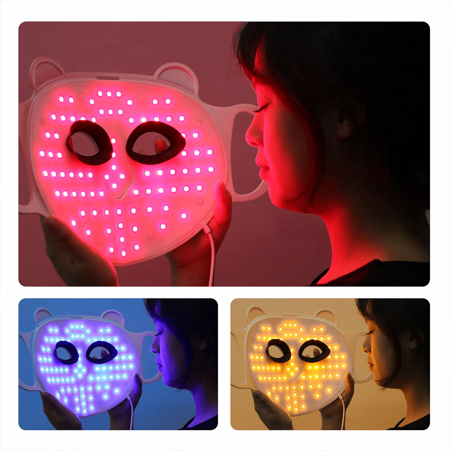 OEM High-Quality Silicone LED Therapy Mask with 4 Lights, Skincare Mask.