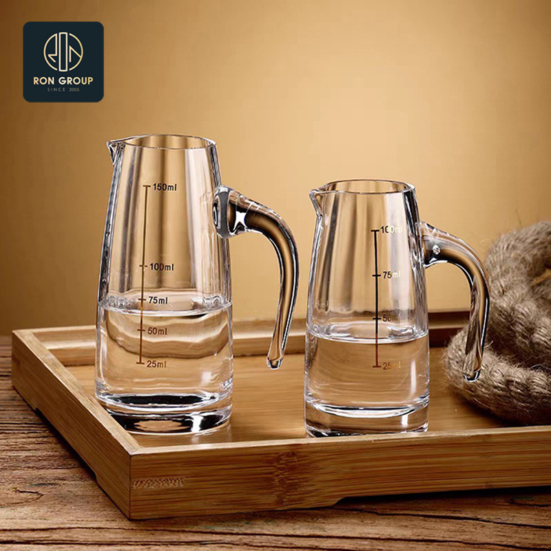 Wholesales Transparent Glass Liquor White Wine Decanter with Handle for Bar Bistro Commercial Drinkware Barware