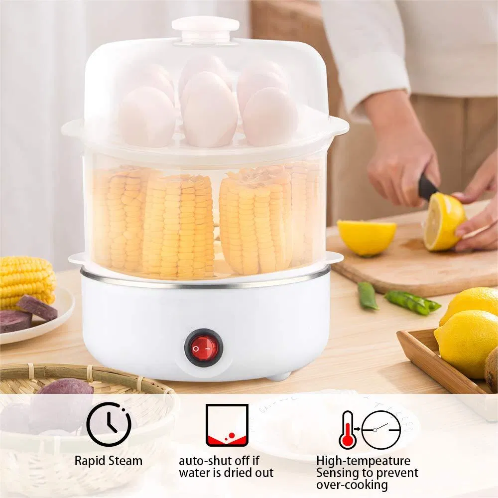 Hard Boiled Electric Rapid 2-Tier Cooker Large 14 Eggs Capacity Egg Boiler
