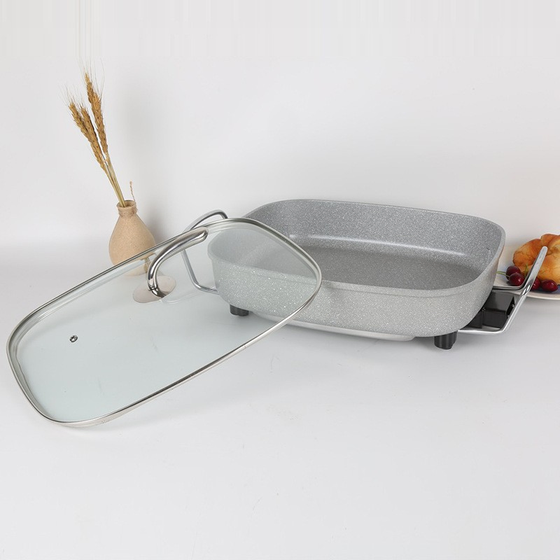 Big Size Home Smokeless Multi-Function Hot Pot Non-Stick Electric Rectangular Skillet Pan