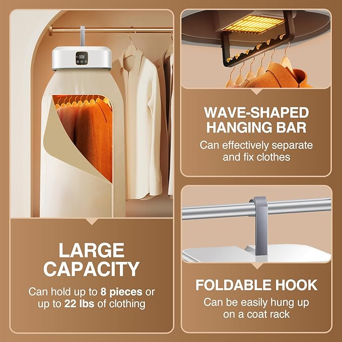 Portable Clothes Dryer Compact Portable Dryer Machine for Apartment RV Travel with Dry Bag Hook for Light Clothes Underwear