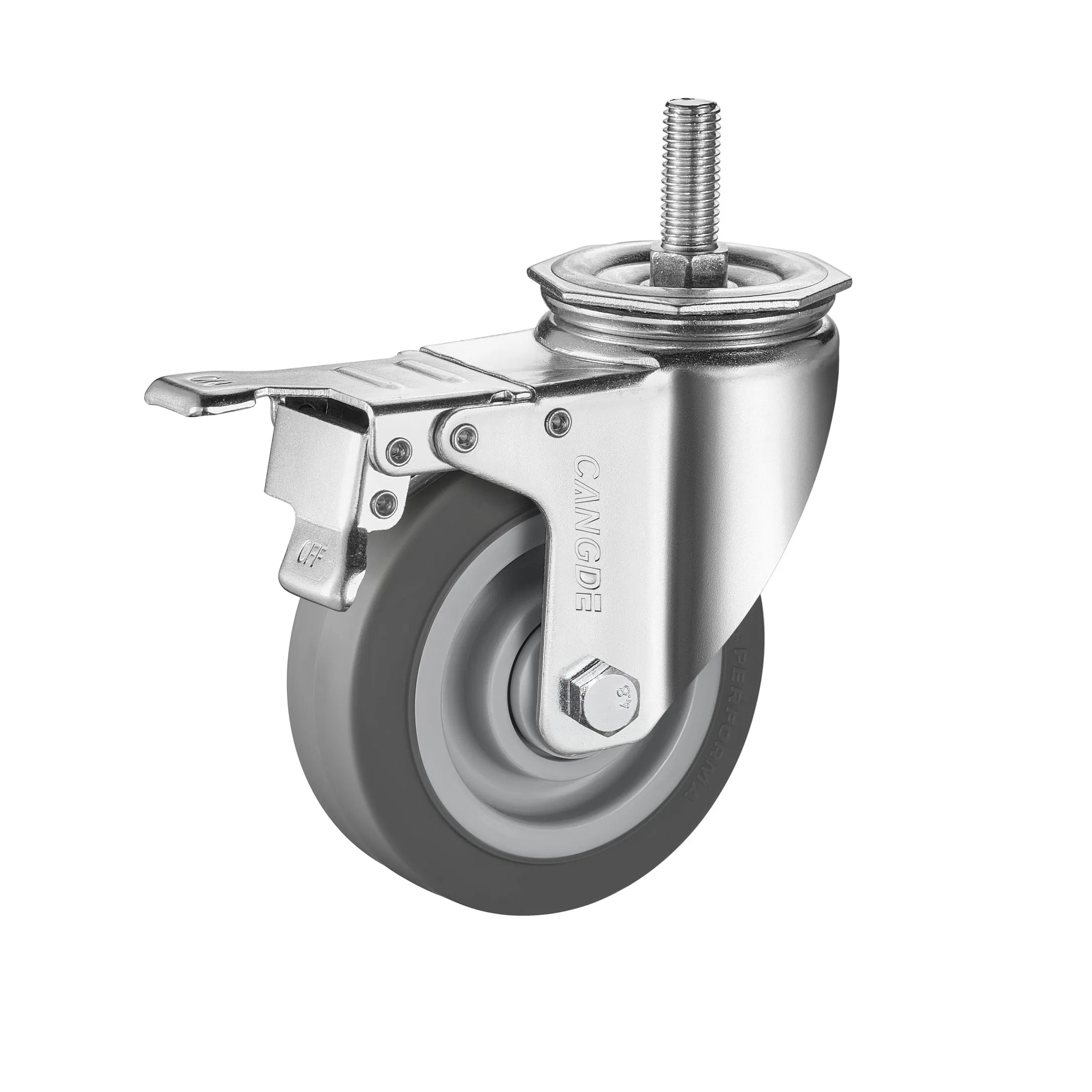 5 Inch Large Wheel Caster, Grey TPR Rubber for Quiet & Smooth Heavy Duty Moves