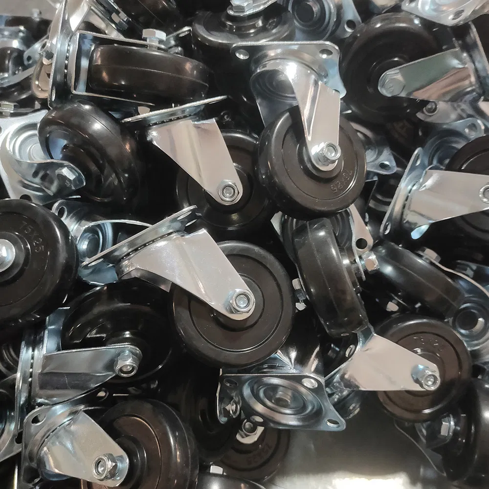 Side Mounting Light Duty Small Black Industrial Rubber Swivel Caster 2 Inch Castor Trolley Wheel