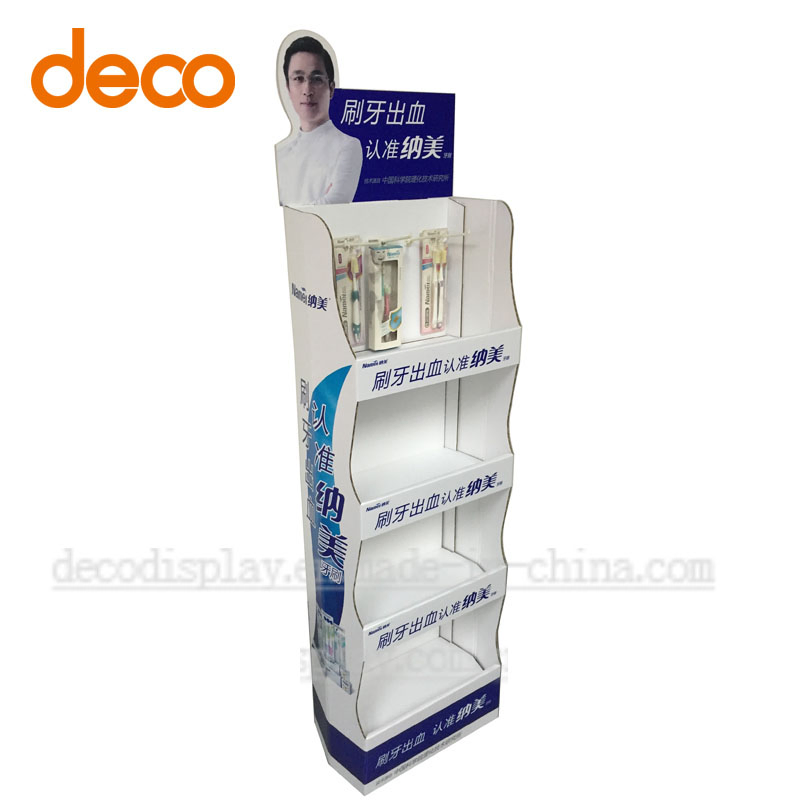 Flooring-Stand Cardboard Teethbrush Retail Displays for Mechandise Retail
