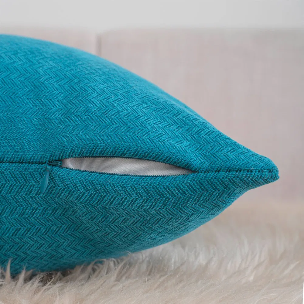 Couch Throw Pillow Covers 18 X 18 Inch Soft Teal Chenille Pillow Covers for Sofa Living Room Solid Dyed Pillow Cases