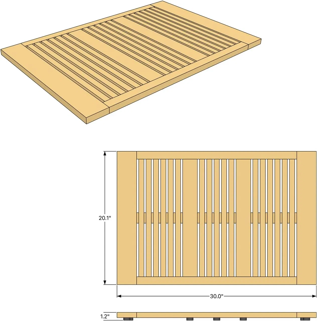 Solid Teak Shower Floor Mat